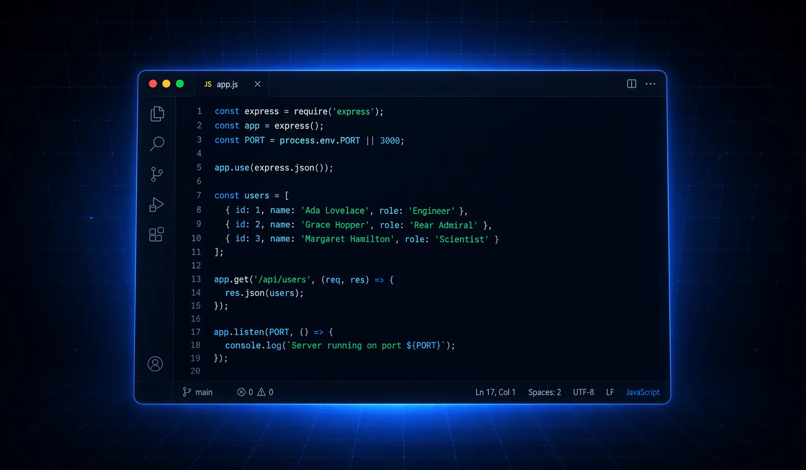 Code editor with Python snippet and green terminal output showing Hello World